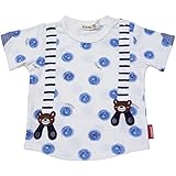 2018年 夏物 ZOOMIC ズーミック 天竺 サスペンダーアップリケ 総柄 半袖Ｔシャツ ホワイト◇95cm