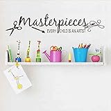 Battoo Masterpieces壁デカール – Every Child Is An Artist – Childrenアートワーク表示ビニールデカールステッカー 8"h x34"w ブルー MA