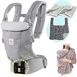 エルゴベビー 抱っこ紐 (ベルト付） ADAPTアダプト/パールグレー+防寒セット 【正規品2年間保証-SG認定】 +防寒ケープ＆よだれパッド