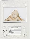 Hugs & More Baby Photo Frame with Birth Record Gift (Silver) by Hugs & More