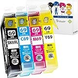 【Shower】 インクカートリッジ エプソン用 IC69 PG(BK/C/M/Y) 【顔料】4色セット (BK増量) 互換インク QR/W