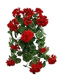 18 "人工レッドゼラニウムHangingブッシュX / 12シルク花 レッド