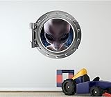 18 " PortScapeインスタントSpace Ship Window View Alien # 1舷窓壁デカールステッカーグラフィックホーム子供ゲームルームアート装飾新しい