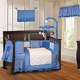 BabyFad Minky Blue 10 Piece Baby Crib Bedding Set by BabyFad