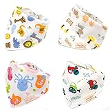 LeafIn よだれかけ スタイ バンダナ リバーシブル お食事エプロン 三角 バンダナ型 スナップビブ よだれカバー4枚セット 調節可能 綿100% 出産祝い 贈り物 男の子 女の子 赤ちゃんユニセ