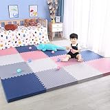 ジョイントマット 大判 30×30×1.2CM 40枚 サイドパーツ付 パズルマット 衝撃吸収 抗菌 防音 キズ防止 転倒防止 防水 洗える ペット用 子供用 床暖房対応 プレイマット フロアマットホワイト＋ベビーピンク+ネイビー+グレー