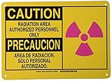 Brady 125430 Bilingual Sign, Legend "Radiation Area Authorized Personnel Only", 10" Height, 14" Widt