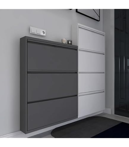 Amazon｜Floralies 下駄箱 スリム 薄型 完成品 斜め置き スチール製