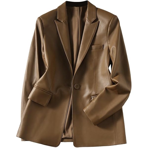 Amazon | [JINLUN] レザーテーラードジャケット レディース ラムレザー