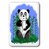 3drose LSP _ 171845 _ 1 Cute Cartoon Panda Eating A竹Stalkライトスイッチカバー