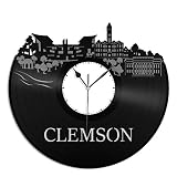 vinylshopus ClemsonカナダCity Skylineビニール壁時計都市景観理想的なホーム装飾装飾|一意のギフト記念日|ホームデコレーション