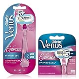 【セット買い】ジレット ヴィーナス エンブレイス 女性用 カミソリ 替刃4個入 & ヴィーナス エンブレイス5ピンク 女性用 カミソリ 本体 替刃2個付