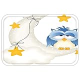 vroselvカスタムドアmatkidcuteフクロウDozing on Crescent Moon STARGoodスリープベビー印刷ライトブルーパールEarthイエロー 24 X 40 inch 