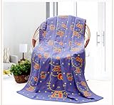 JINALV 肌にやさしい　子供　毛布　ベビーブランケット　大判　ひざ掛け　ガーゼタオル　子供バスタオル　ベビーケット　湯上りタオル　ふわふわ　タオル　赤ちゃん　70*140cm (猫-パープル)