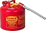Eagle U2-51-S Red Galvanized Steel Type II Gas Safety Can with 7/8" Flex Spout, 5 gallon Capacity, 1