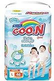 Baby Pant Diapers Goon, absorbs instantly to baby's skin dry .size L 46 pieces.