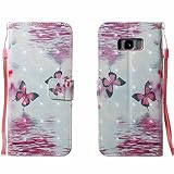 Galaxy S8 Plus ケース ,COOSTOREJP かわいい面白いカラフルな絵画の3DパターンのPUレザーウォレットケースSamsung Galaxy S8 Plus用,バタフライ＃1