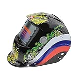 Giantree 溶接ヘルメット、シルバーウィザードソーラー電源溶接ヘルメット自動暗くなるフード、ミグティグアーク溶接機マスクブルーイーグルデザイン