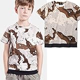 【 韓国スタイル子供服】 夏Tシャツ　キッズ /半袖 男の子/染め柄プリントT　かっこ良く　110-150 Brown,130cm