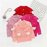 Pojour ベビー服 子供服 女の子ニットカーディガンセーター 防寒 冬 かわいいラブニットカーディガン おしゃれ 暖かい 綿 厚手 ベビールームウェア 普段着 カジュアル 旅行 記念日 プレゼント
