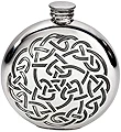 Wentworth Pewter - Celtic Knot Round Pewter Flask, Spirit Flask, 6oz Capacity