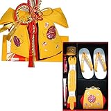 七五三 刺繍(マリ)結び帯はこせこセット 3サイズ5色/L(7歳用21cm) 黄