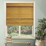 High Quality Cordless Magnetic Roman Shade, Jamaican - Natural Woven, Privacy - Jamaican Antique Gol