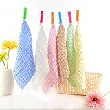 PROKTH ハンカチ ベビー タオル 柔らかく 天然有機コットン6層ガーゼ 吸水性 瞬間乾き静電気防止 30*30cm 1枚セット (イエロー)