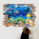かわいいイルカ 水中世界 3d ウォールステッカー 3d wall sticker 3d ウォールペーパー 壁紙 3d ウォールシール 70*100cm