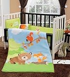 Limited Edition Baby Forest (Bear, Fox & Squirl) Crib Bedding Set by Nyri Store