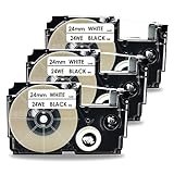 カシオ テープ XR-24WE 白地黒文字 3個セット 幅さ24mm 長さ8m ネームランドライター機種対応 互換品 テープカートリッジ