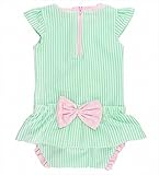 RuffleButts ラッフルバッツ ベビー用 ペプラムワンピース水着 ミントシアサッカー (12-18m) [並行輸入品]