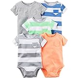 カーターズ Carter's 男の子用ネオンボーダーポケット半袖ボディスーツ5枚セット (3months(55-61cm)) [並行輸入品]