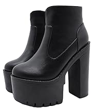 ヒールブーツ 26.0 ブラック レザー7ホールヒールブーツ -ショート- ankoROCK(アンコロック