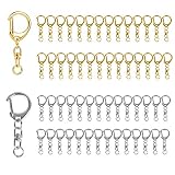 キーホルダー金具 【50個入 】ワンタッチキーホルダー 回転カン付き ハンドメイド キーリング アクセサリー DIY 手芸用品 ゴールド&シルバー