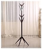 ハンガー ポール 木製天然木 スタンド 木製　帽子　衣類収納 アンティーク風 省スペース　帽子掛け コート掛け(ブラウン)