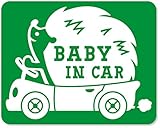 imoninn BABY in car ステッカー　【マグネットタイプ】　No.37　ハリネズミさん　（緑色）