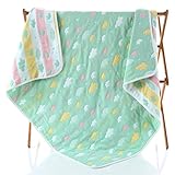 ベビーケット オーガニックコットン 6重より柔らか ガーゼおくるみ 雲 グリーン
