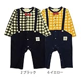 【SiShuNon/シシュノン】サスペンダー風カバーオール サスペンダー風 チェック カバーオール 80 2 ブラック