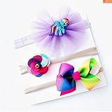 BEE&BLUE ベビー ヘアバンド 新生児 赤ちゃん 出産祝い 誕生日 100日記念 こどもの日 記念撮影 3枚セット プレゼント (マルチカラー)