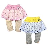 ベビー服 女の子 スカッツ ボトム ストライプ ドット柄 リボン チュールレース (1.ピンク/95cm)