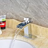 Senlesen Modern Single Handle Waterfall Bathroom Sink Faucet Chrome Finish [並行輸入品]