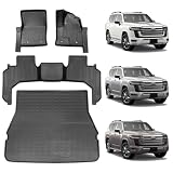 Shvgen|対応トヨタ ランクル300系フロアマット＆ラゲッジマット （5/7人乗り専用）専用設計 3D Land Cruiser300系 ランドクルーザー300 フロアマット1-2列目 &トランクマット防水 2021年8月-現行TPE材質 耐摩擦 耐汚 取付簡単 カー用品（1-2列目 &トランクマット）