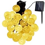 GDEALER Solar String Lights 20ft 30 LED Warm White Crystal Ball Waterproof Outdoor String Lights Sol