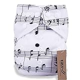 iZiv新生児1厚いおむつ付きオーガニック幼児防水/調整/再利用可能/洗えるポケット布おむつのフィット赤ちゃん0.5-3歳(音楽)