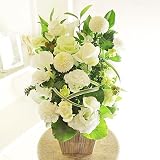 [KY114-1]供花アレンジメント　G&W Basket（グリーン・白系）＜　自宅のお供え花　仏壇花　枕花に　＞
