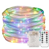 OFUN LED 銅線ストリングライト 10M 電池式飾りライト 8点灯モード IP65防水 結婚式/パーティー/ガーデン/庭/クリスマス室内/屋外飾り適用 リモコン付き ロープライト カラー
