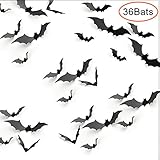 KUUQA ハロウィン ウォールステッカー コウモリ 装飾 部屋 飾り 3D立体 PVC製 パーティー 小物 リサイクル 36個