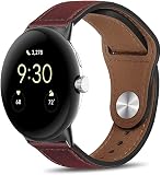 [HeeNia] レザーバンド Google Pixel Watch 4 41mm / Pixel Watch 3 41mm / 2 / 1 対応 バンド 革 ストラップ スポーツバンド 時計ベルト (レッド)