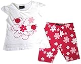 ロサン フレンチスリーブ花柄Ｔシャツ＆花柄ショートパンツ ホワイト×ピンク 9M(9ヶ月）